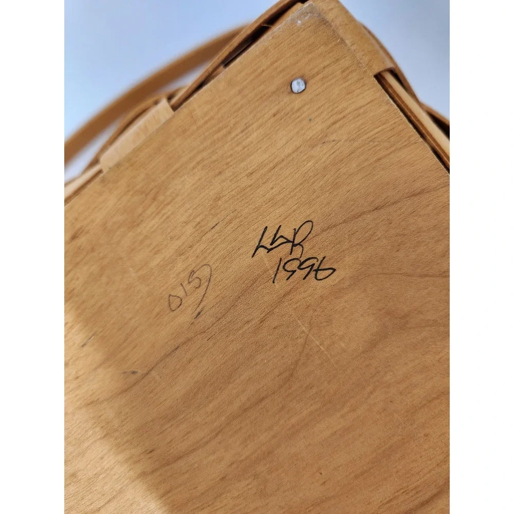 Vintage Longaberger Handwoven Single Handle Small Picnic Basket, Signed 1996